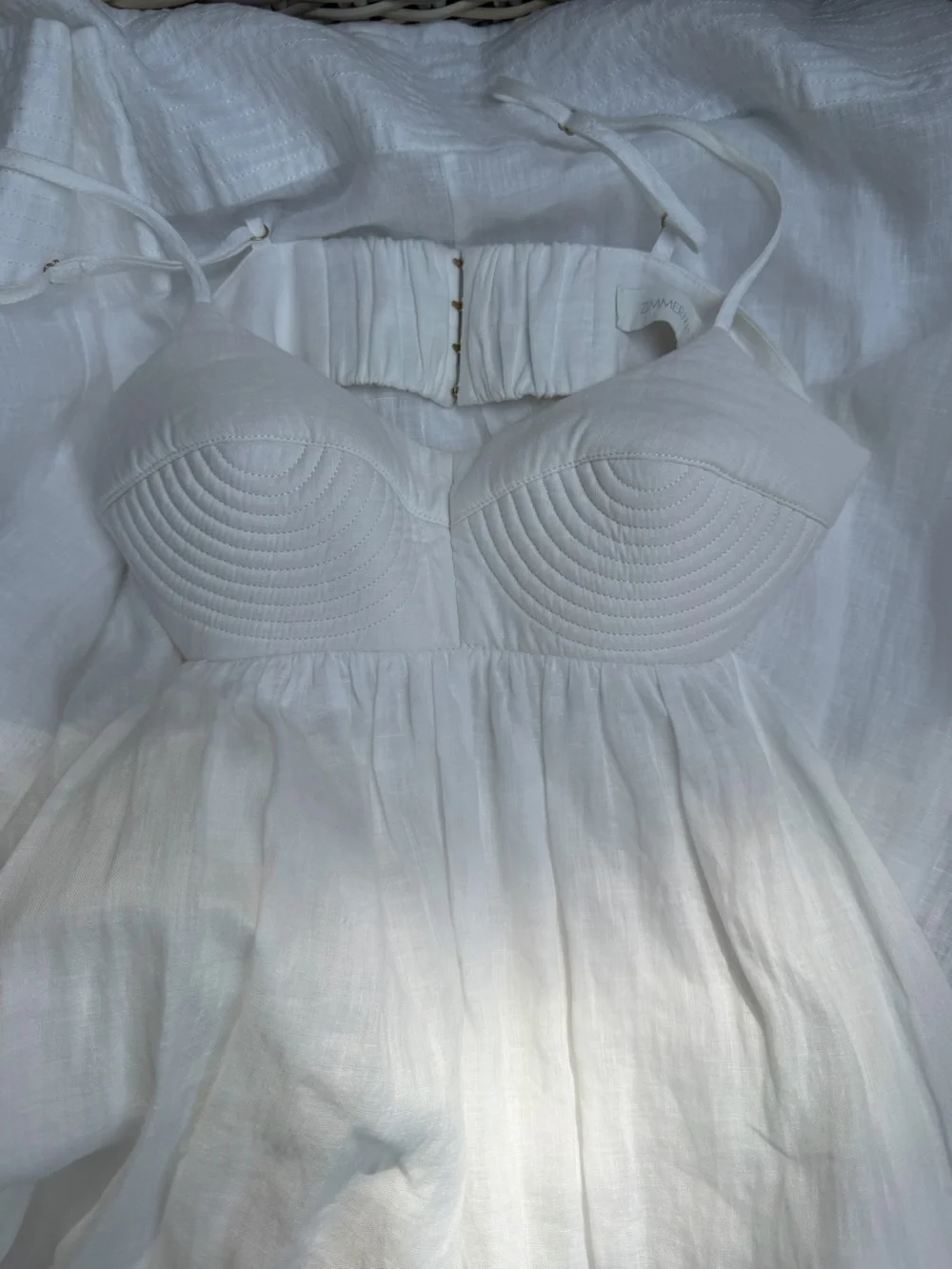 Zimmermann Rosa Bralette Dress 0 XS White Linen Midi - Picture 9 of 11